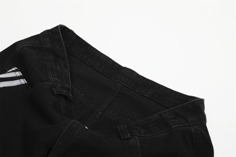 Omirad Wide-Leg Curved Panel Jeans | Stripe Detail