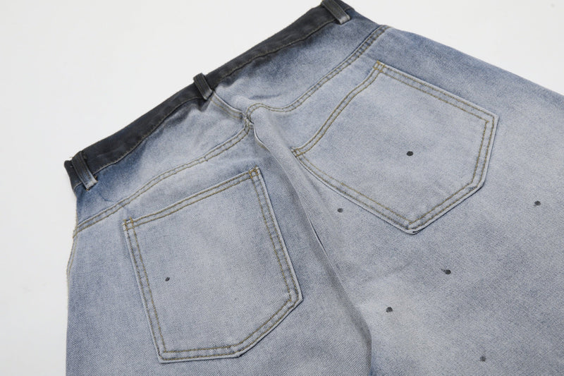 Gradient Wash Wide-Leg Denim Pants | Streetwear Jeans