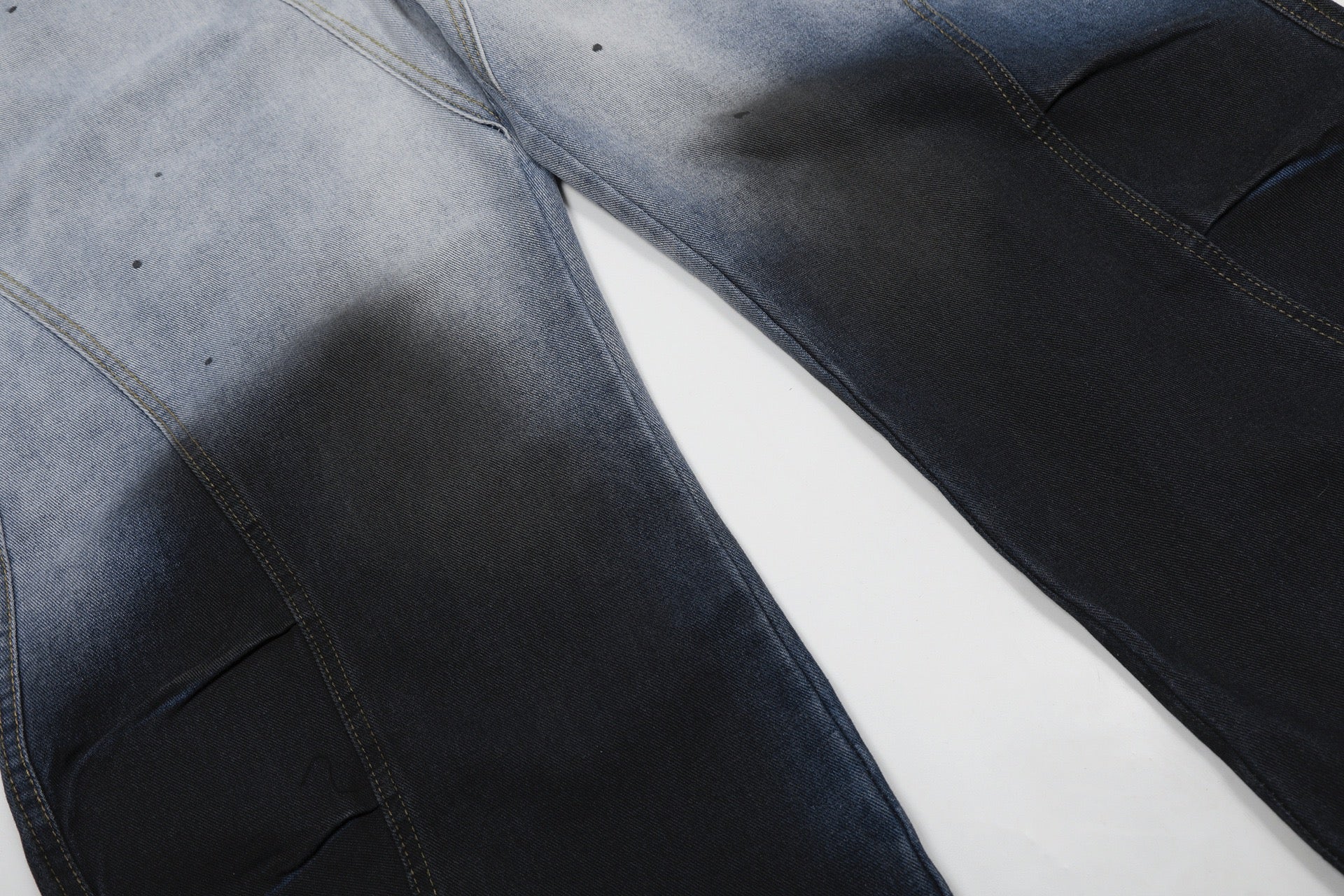 Gradient Wash Wide-Leg Denim Pants | Streetwear Jeans