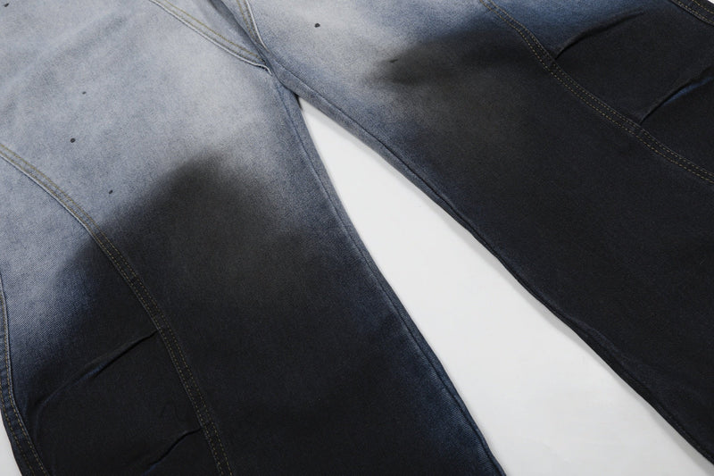 Gradient Wash Wide-Leg Denim Pants | Streetwear Jeans