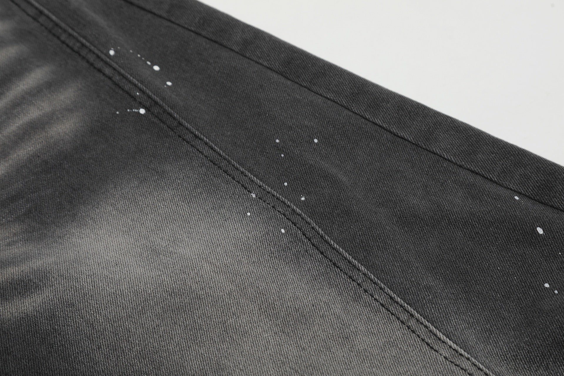 Paint-Splatter Curved Wide-Leg Jeans | Balloon Denim