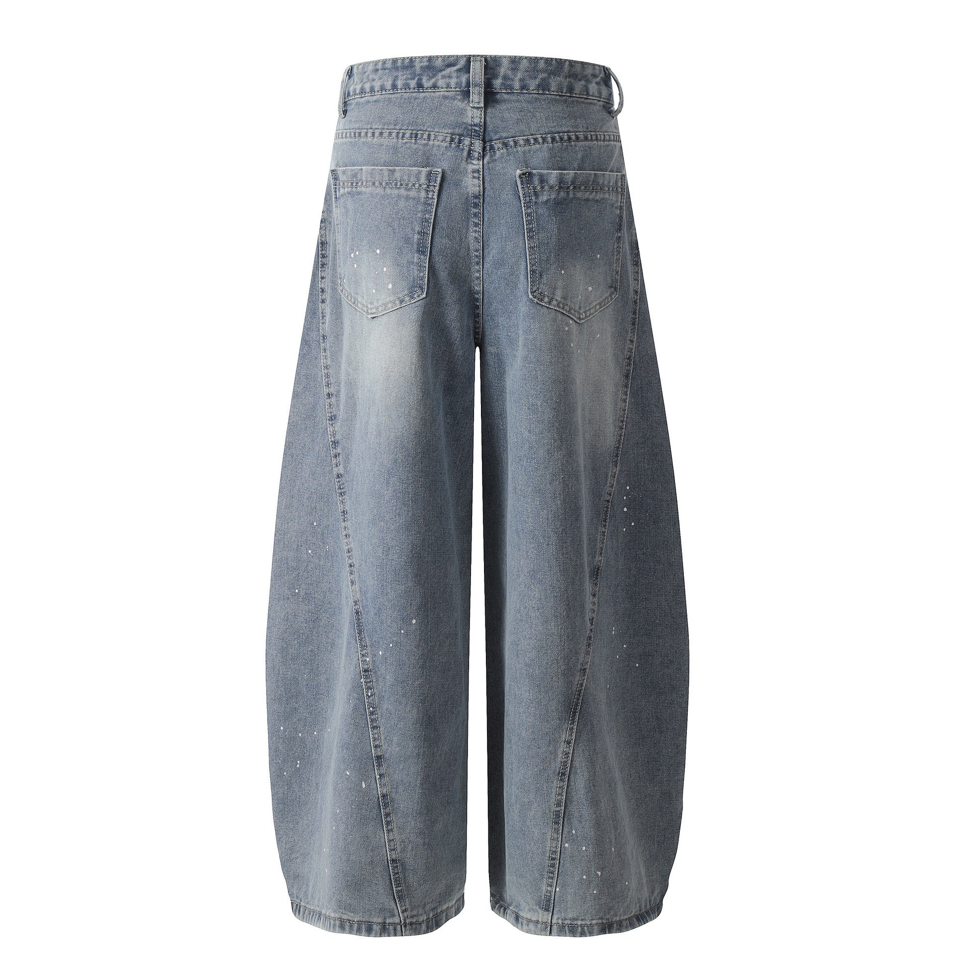 Paint-Splatter Curved Wide-Leg Jeans | Balloon Denim
