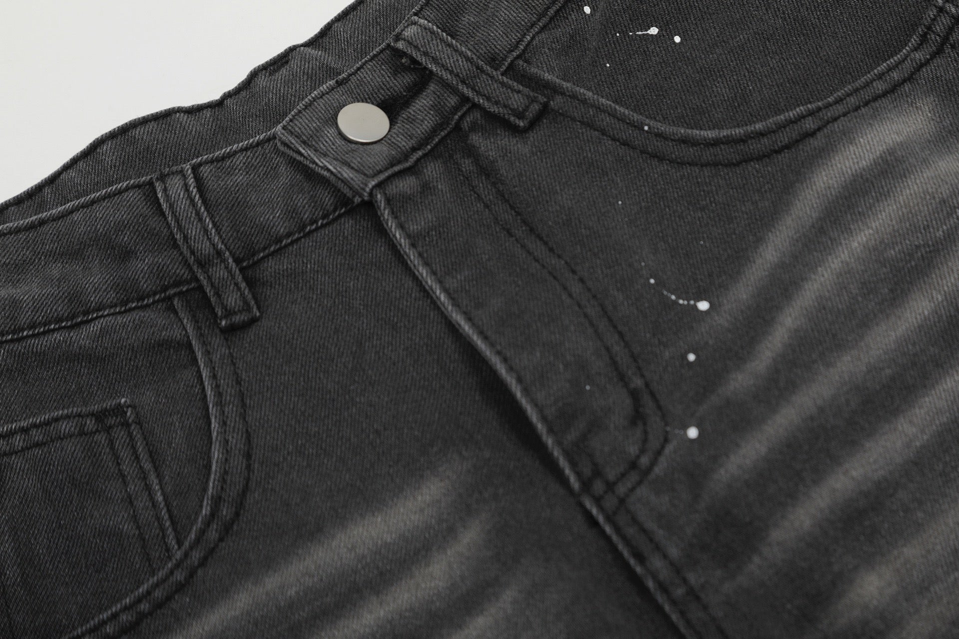 Paint-Splatter Curved Wide-Leg Jeans | Balloon Denim