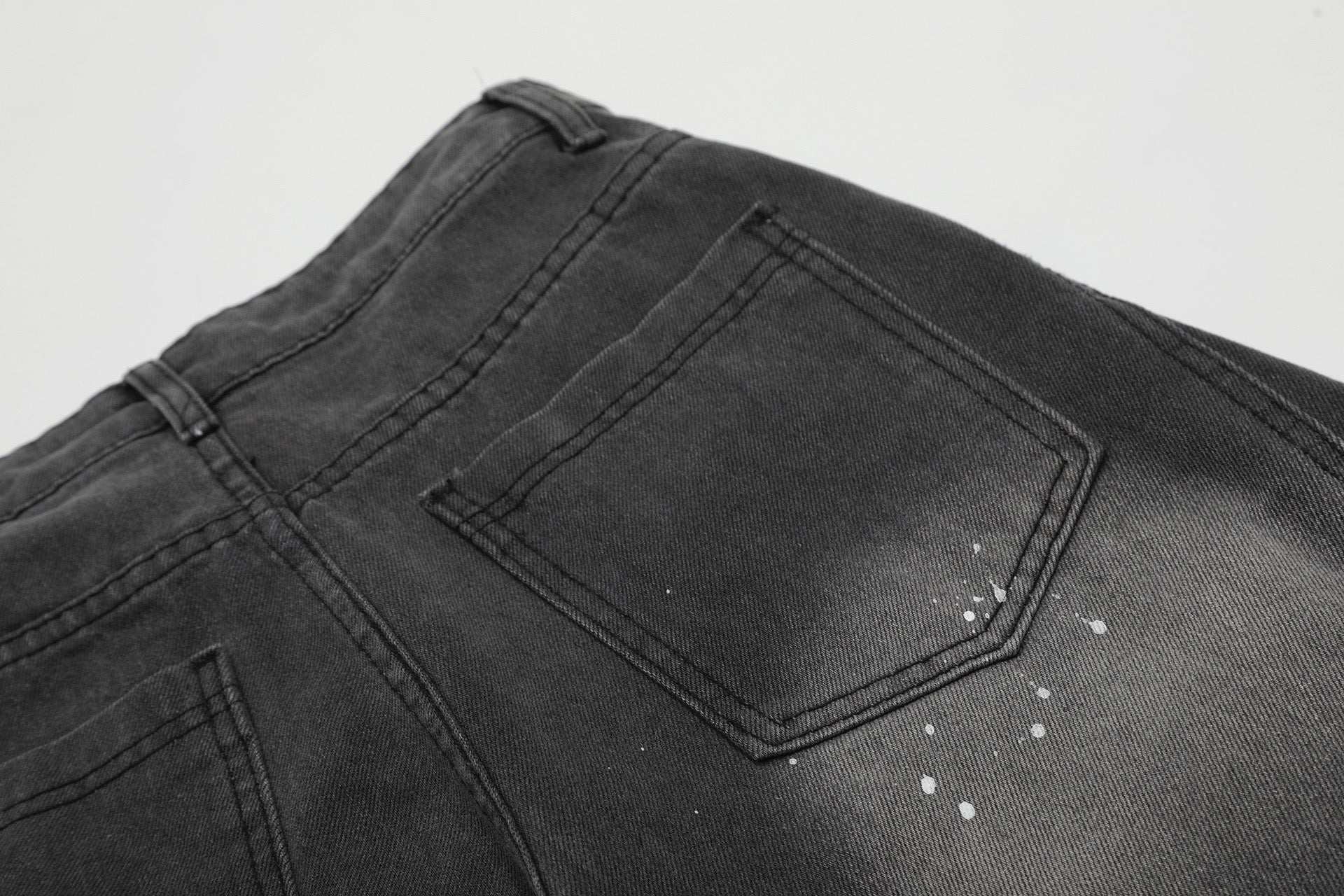 Paint-Splatter Curved Wide-Leg Jeans | Balloon Denim