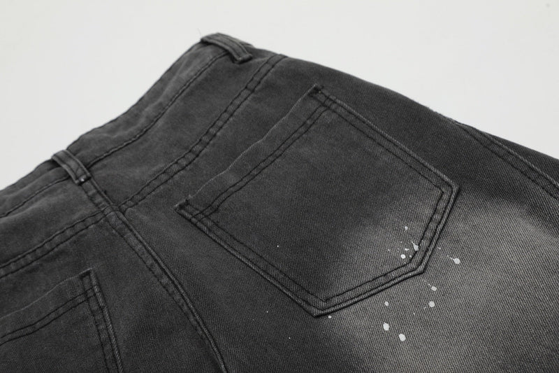 Paint-Splatter Curved Wide-Leg Jeans | Balloon Denim