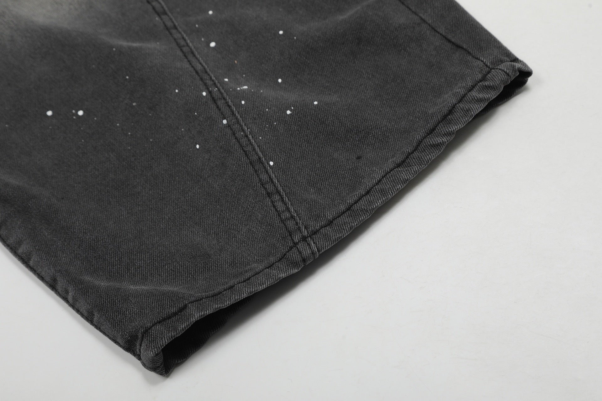 Paint-Splatter Curved Wide-Leg Jeans | Balloon Denim
