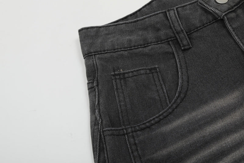 Paint-Splatter Curved Wide-Leg Jeans | Balloon Denim