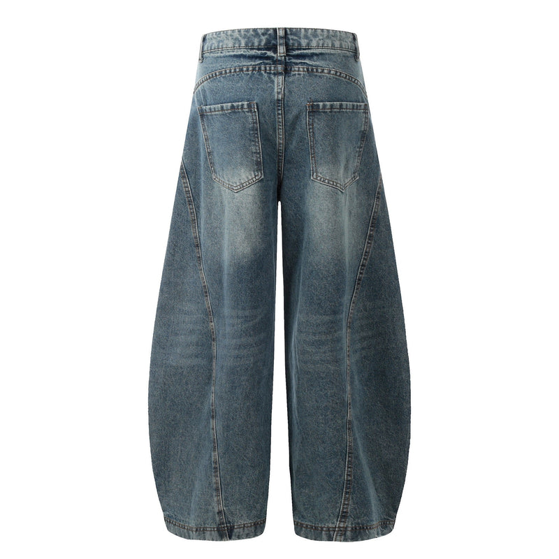 Vintage Washed Wide-Leg Balloon Denim Jeans | Streetwear