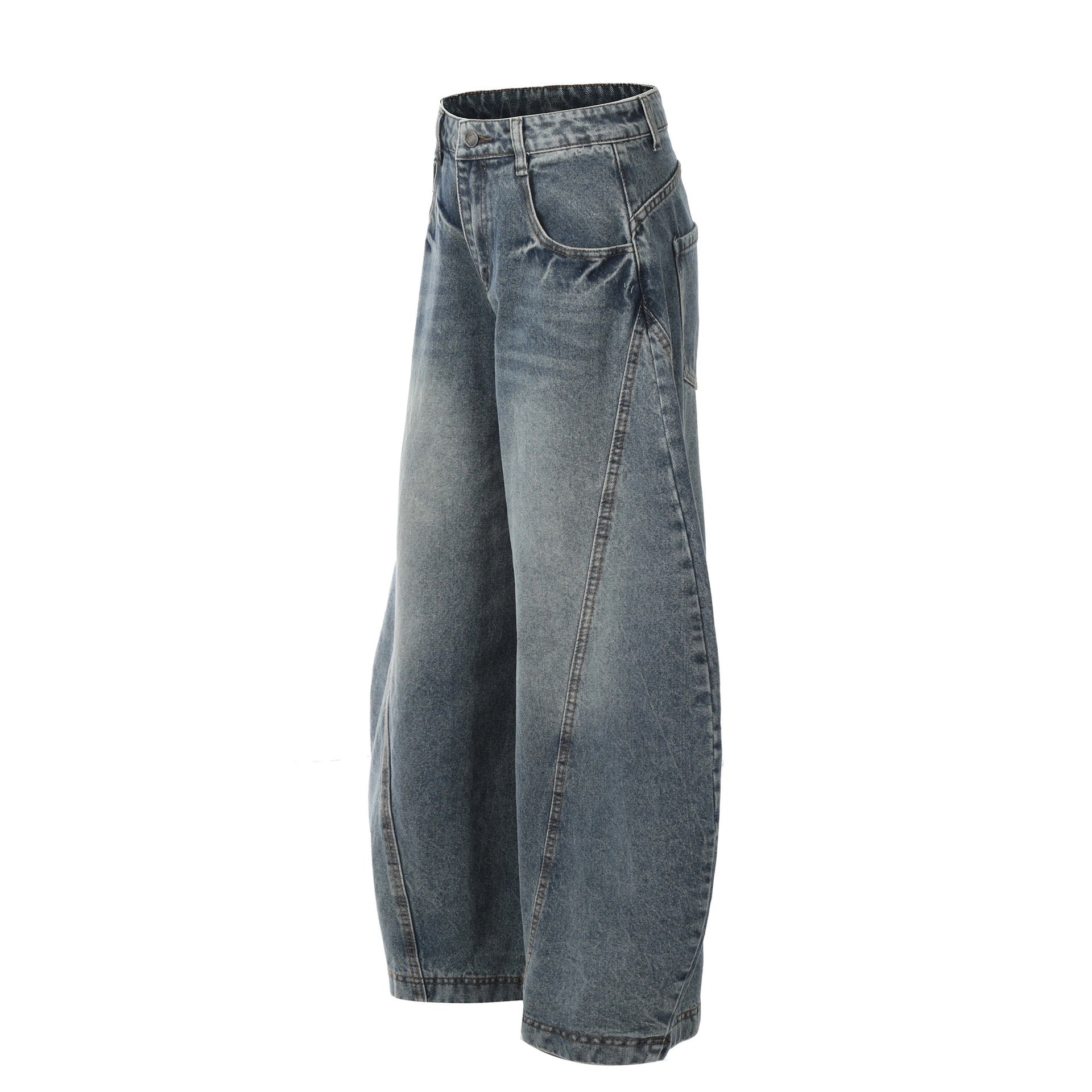 Vintage Washed Wide-Leg Balloon Denim Jeans | Streetwear