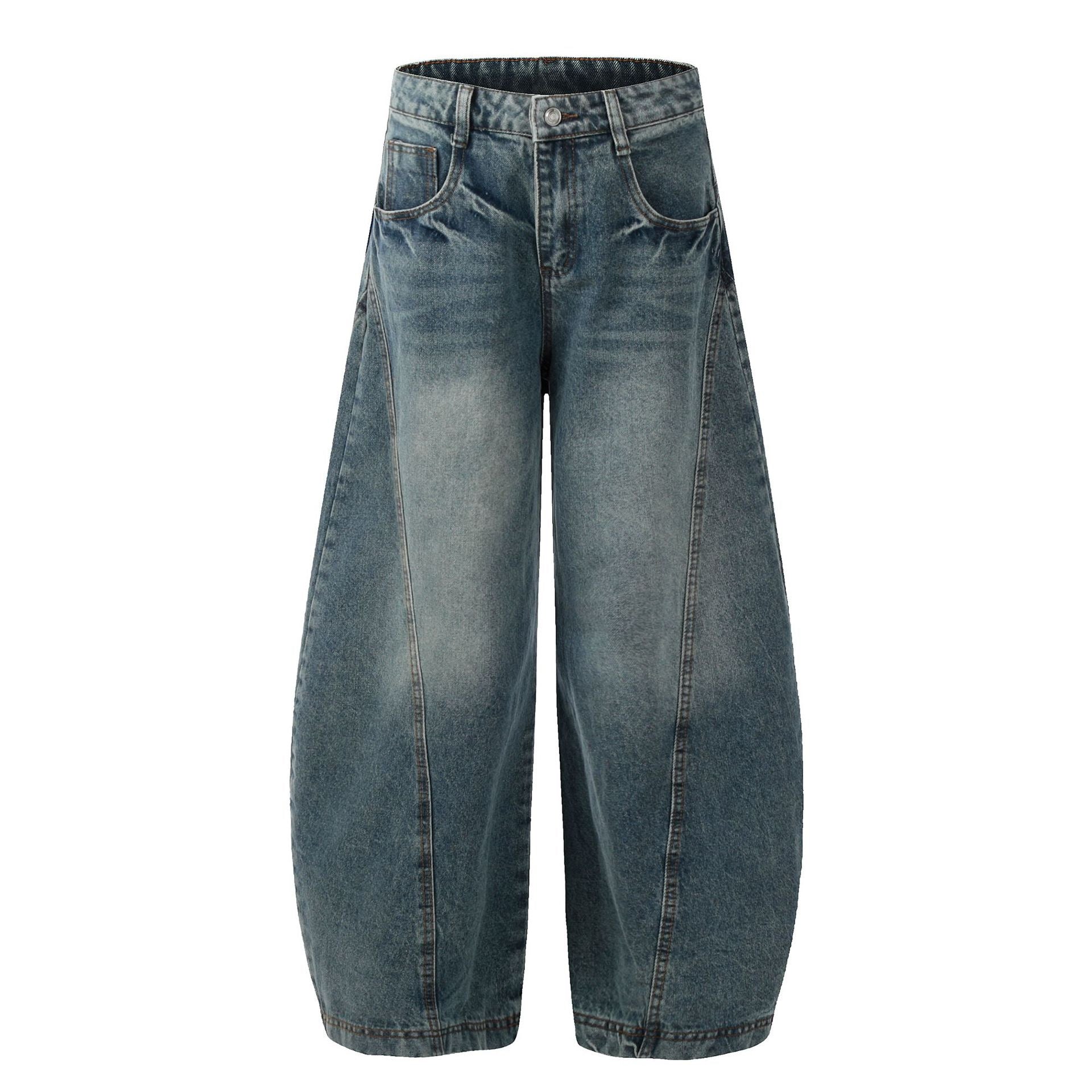 Vintage Washed Wide-Leg Balloon Denim Jeans | Streetwear