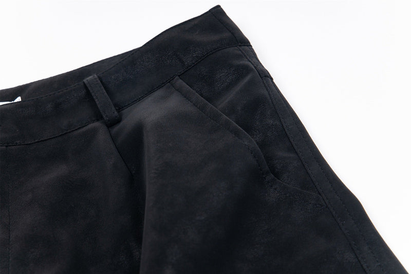 Wide-Leg PU Leather Cargo Pants | Multi-Pocket Streetwear