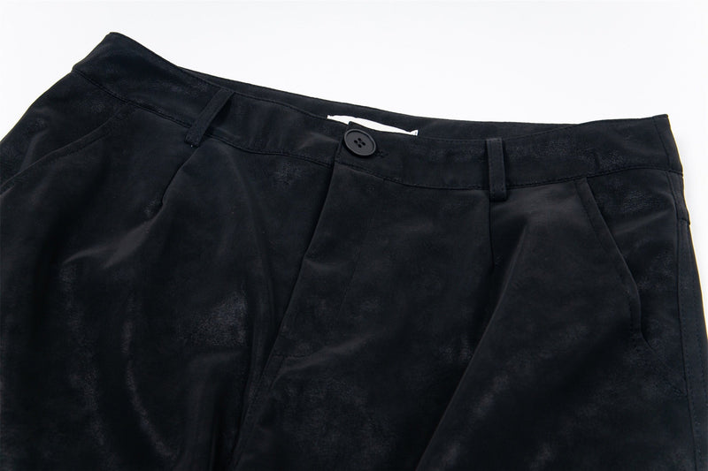 Wide-Leg PU Leather Cargo Pants | Multi-Pocket Streetwear