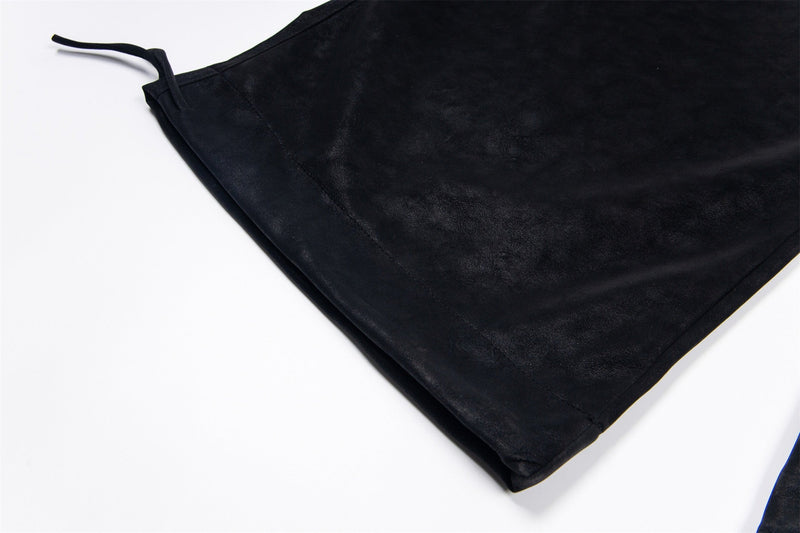 Wide-Leg PU Leather Cargo Pants | Multi-Pocket Streetwear