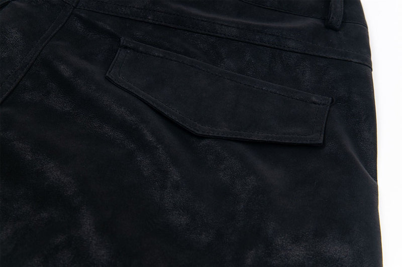 Wide-Leg PU Leather Cargo Pants | Multi-Pocket Streetwear