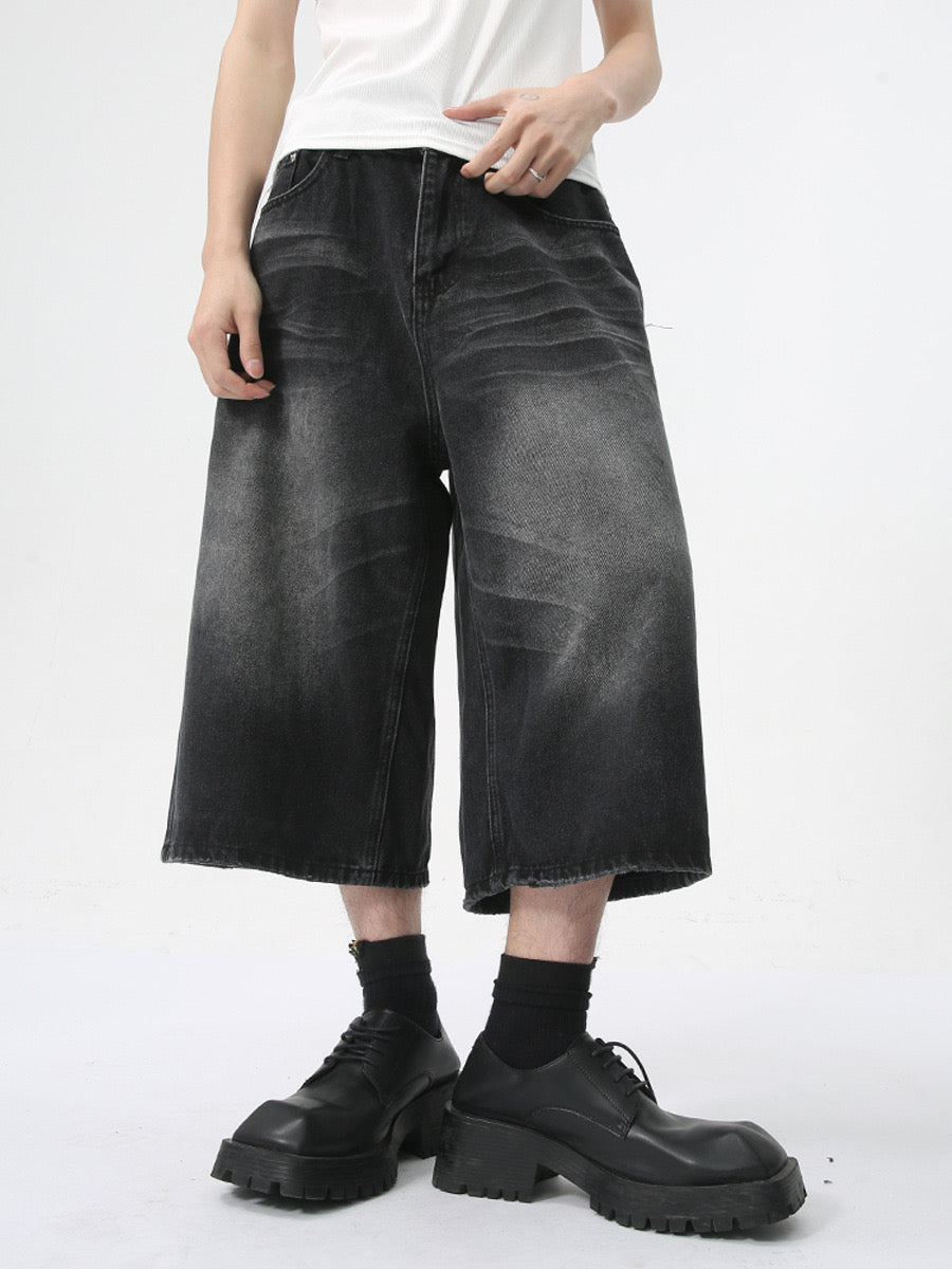 Omirad Wide-Leg Black Denim Shorts | Relaxed Street Style