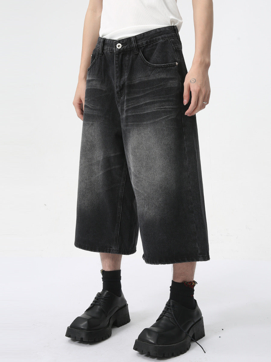 Omirad Wide-Leg Black Denim Shorts | Relaxed Street Style