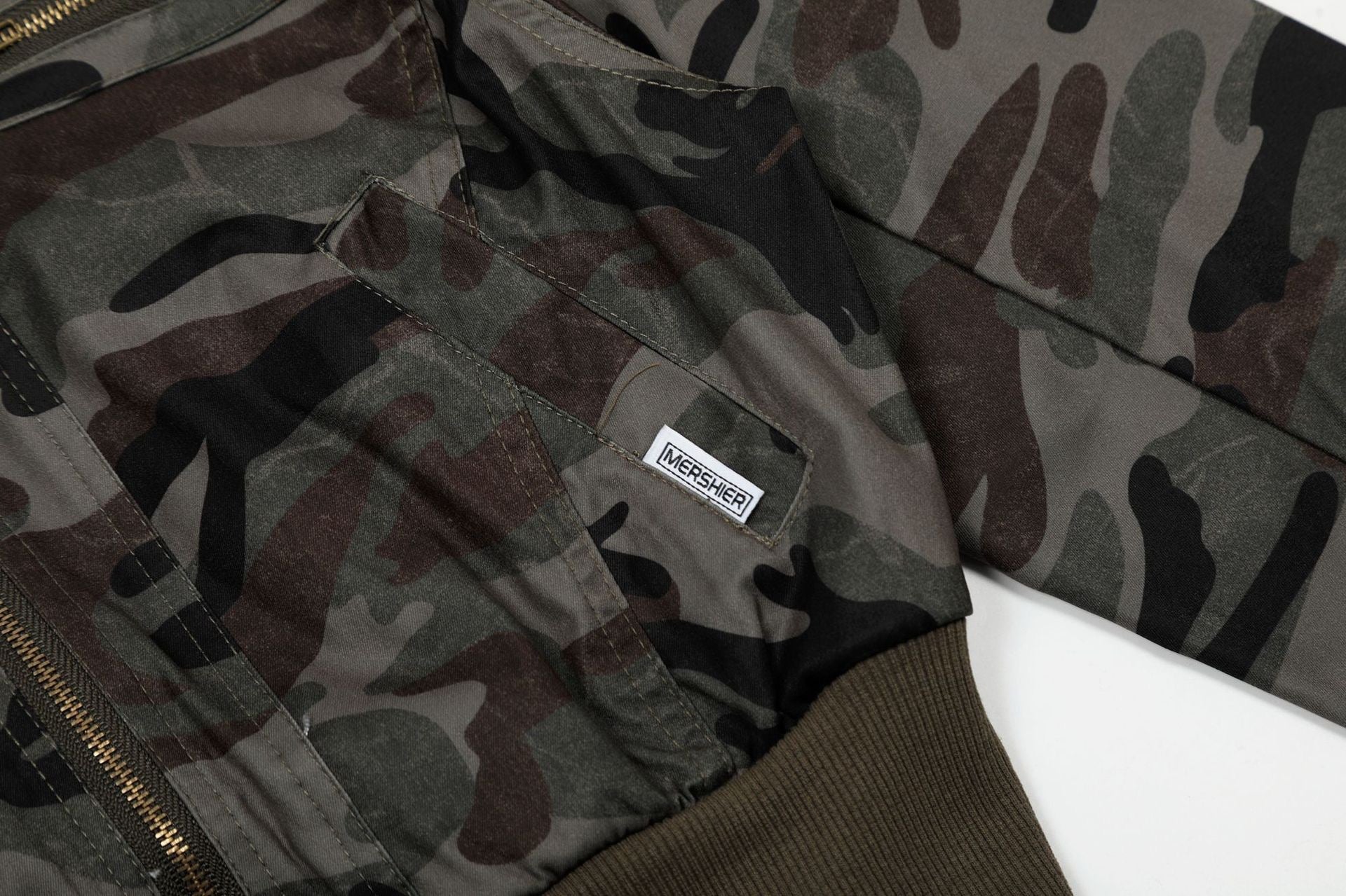Studded Cropped Bomber Jacket | Camo & Black