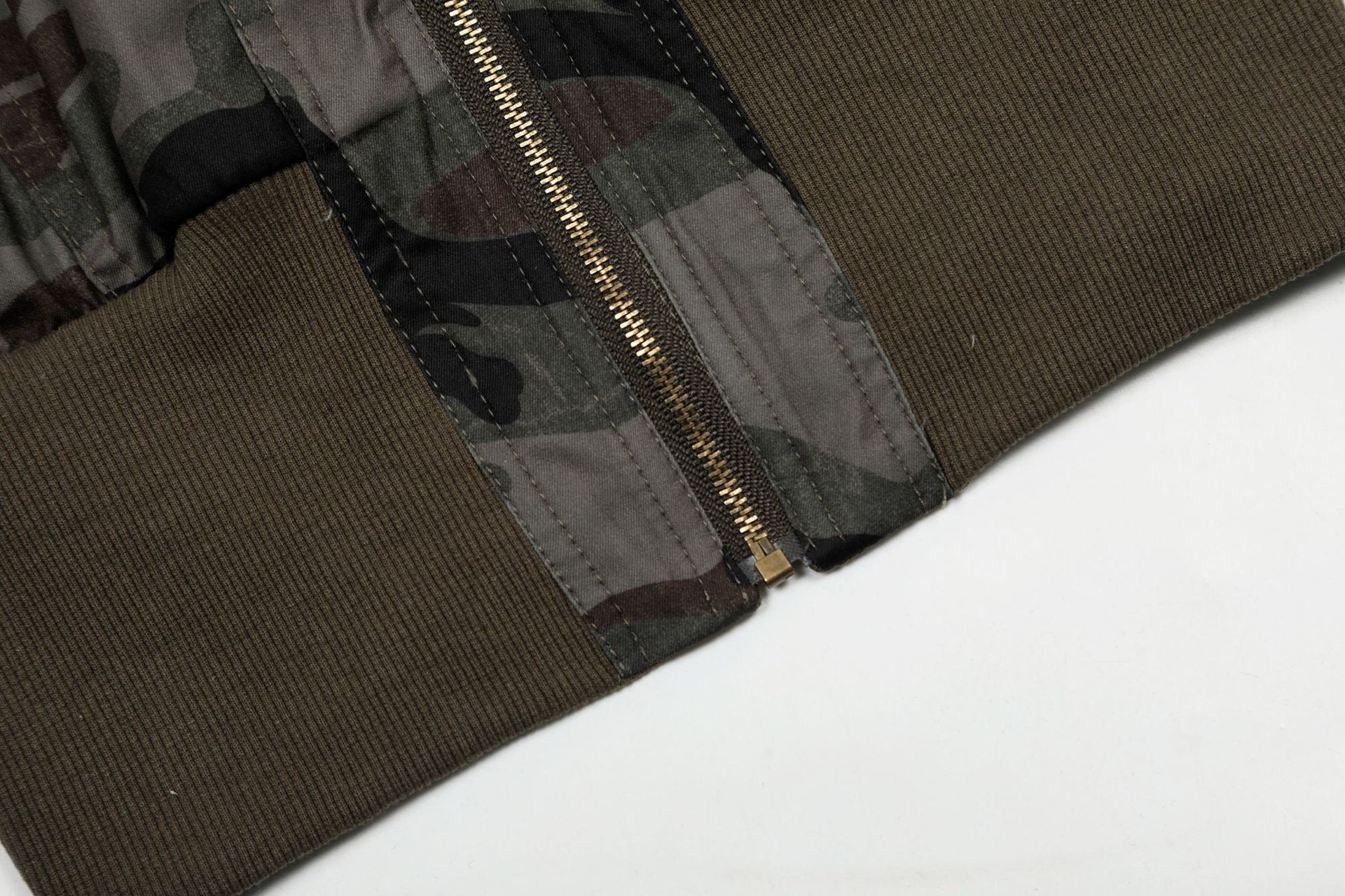 Studded Cropped Bomber Jacket | Camo & Black