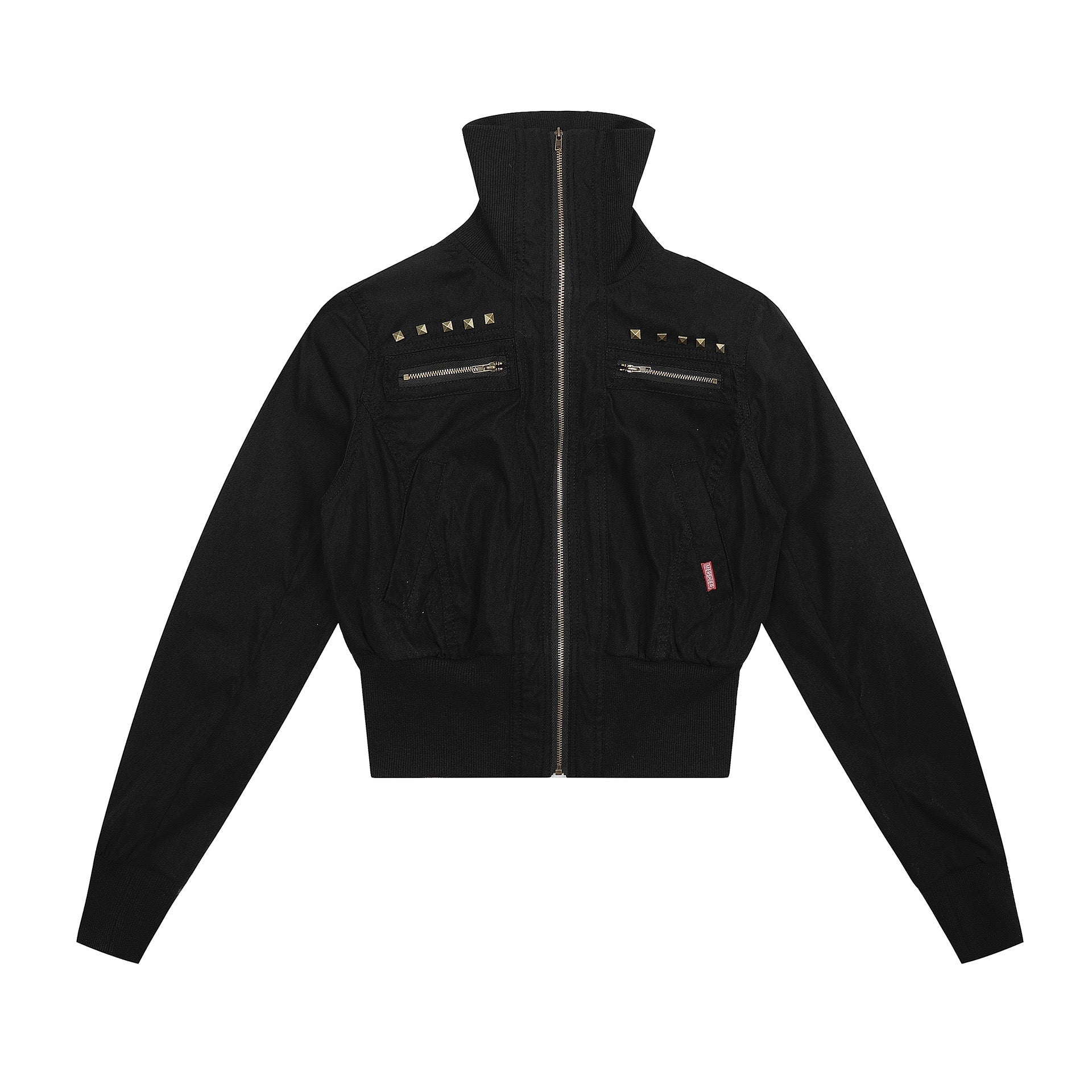 Studded Cropped Bomber Jacket | Camo & Black