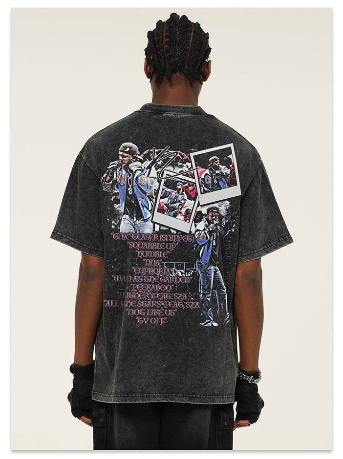 K-Dot Vintage Stage Graphic Tee | Hip-Hop Washed Black