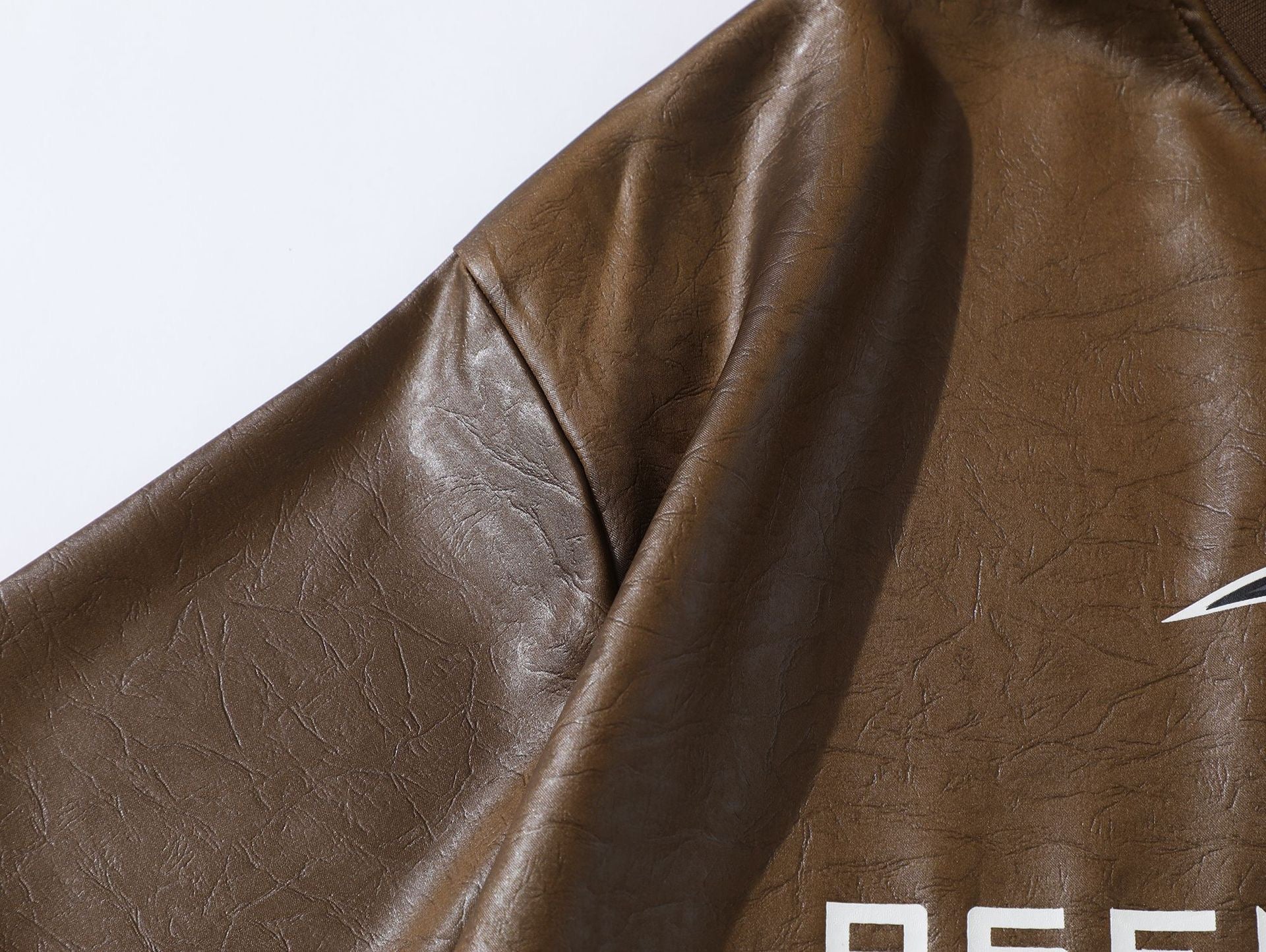 PU Leather-Look Racing V-Neck Tee | Streetwear Graphic Shirt