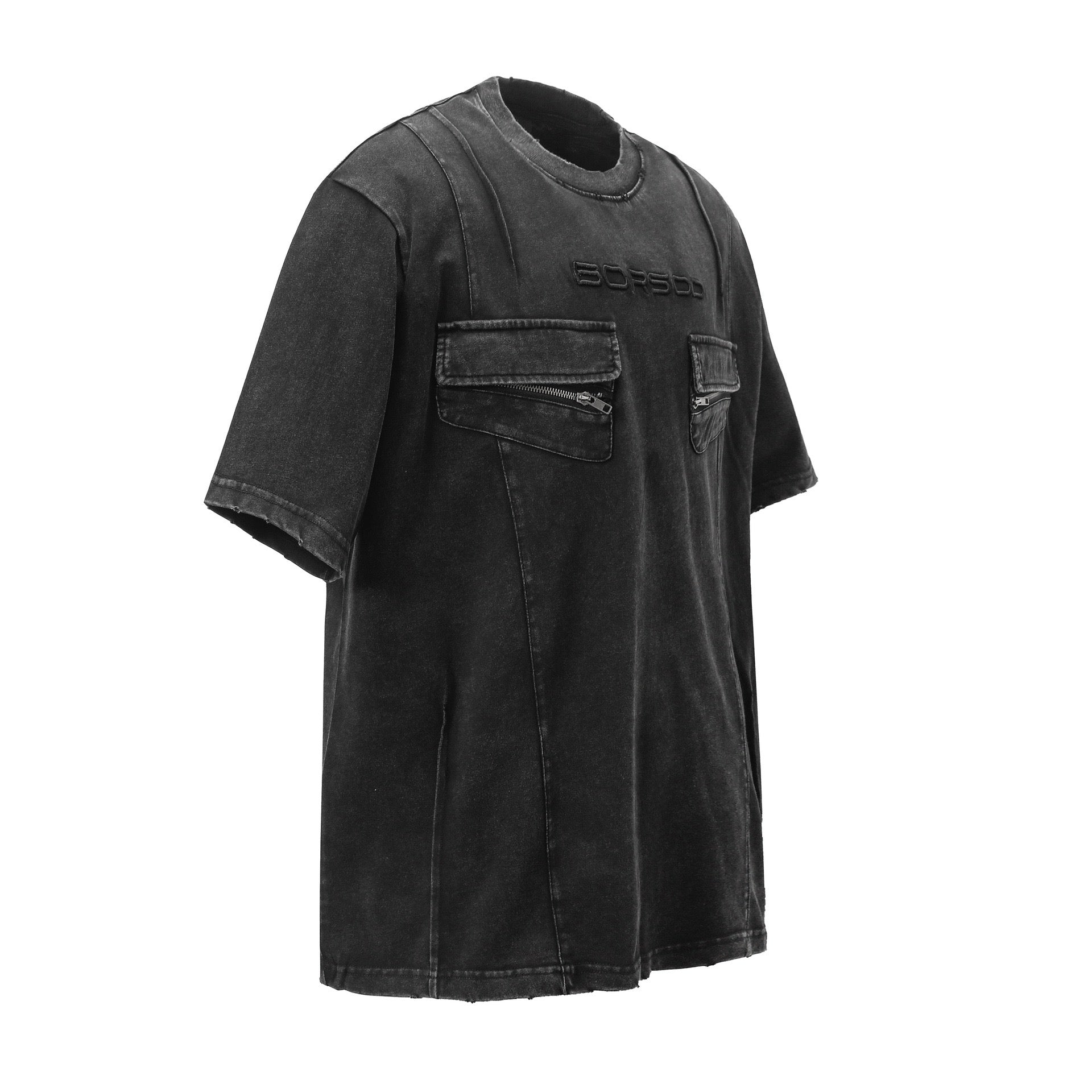 Borsod Utility Pocket Washed Tee | Dual Zip Chest Pockets