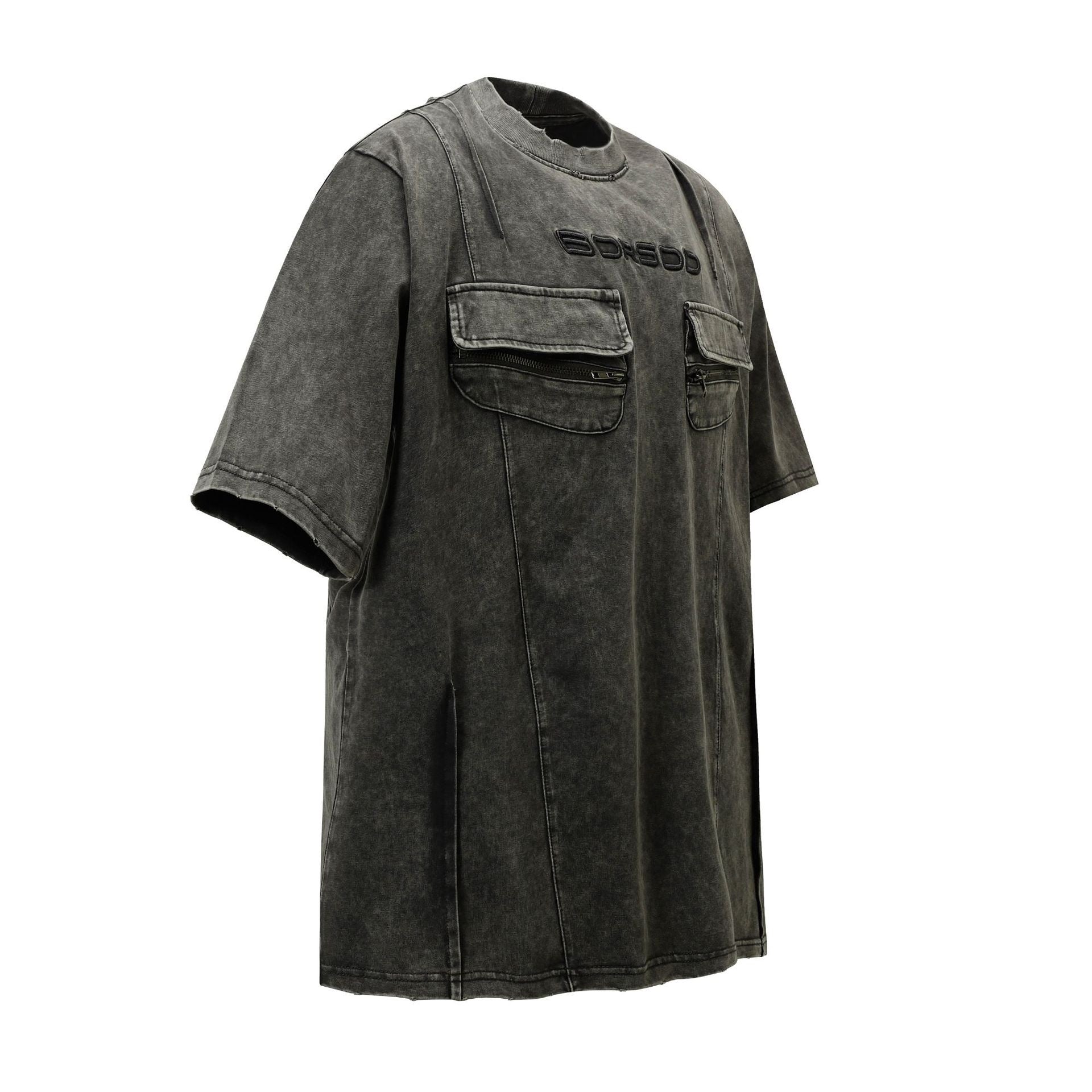 Borsod Utility Pocket Washed Tee | Dual Zip Chest Pockets