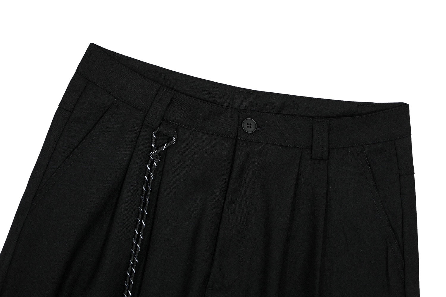 Omirad Wide-Leg Pleated Trousers with Hanging Strap Detail