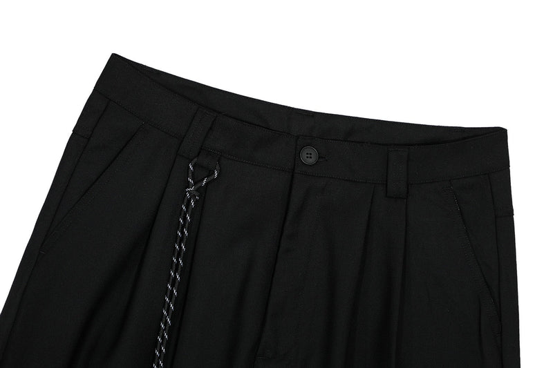 Omirad Wide-Leg Pleated Trousers with Hanging Strap Detail