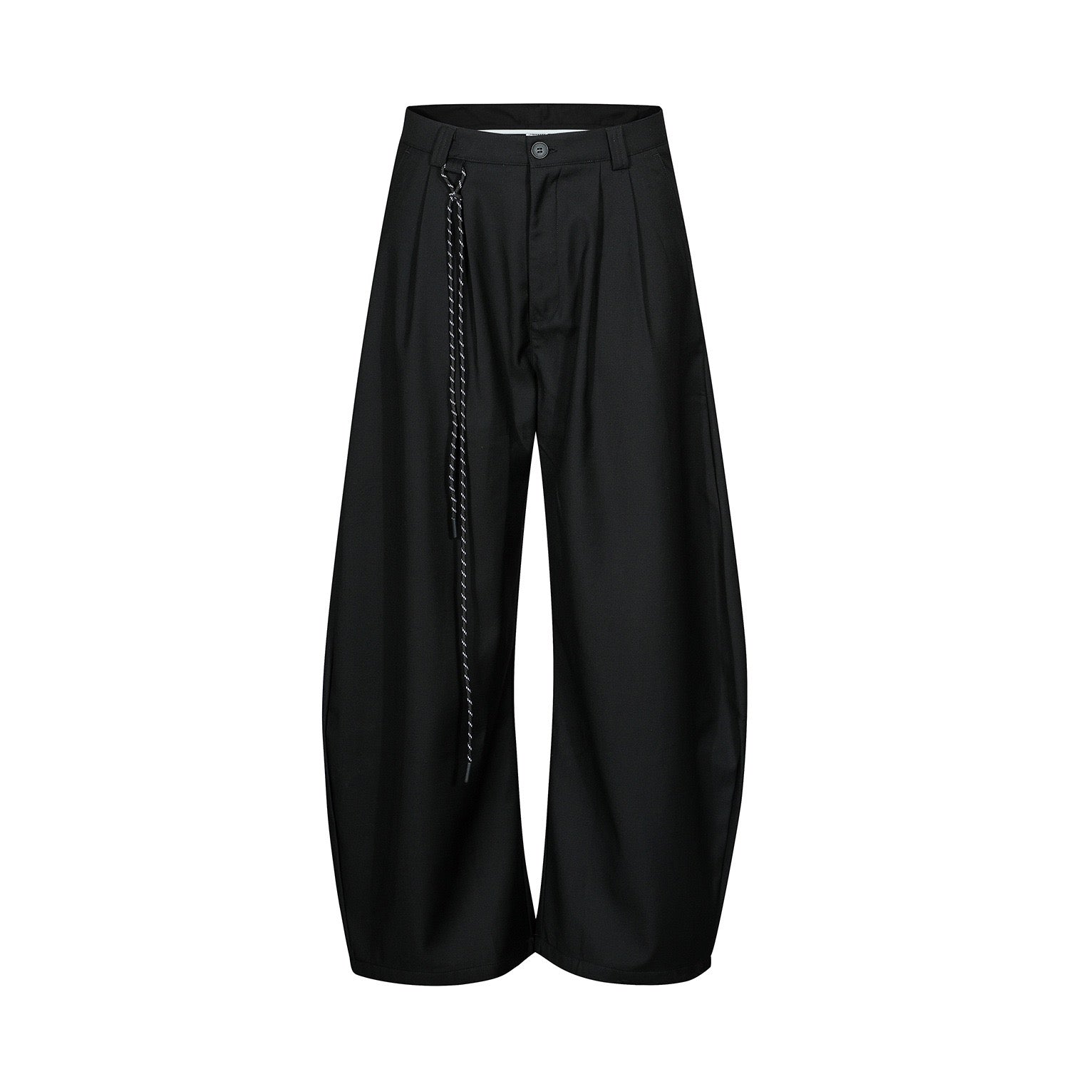 Omirad Wide-Leg Pleated Trousers with Hanging Strap Detail