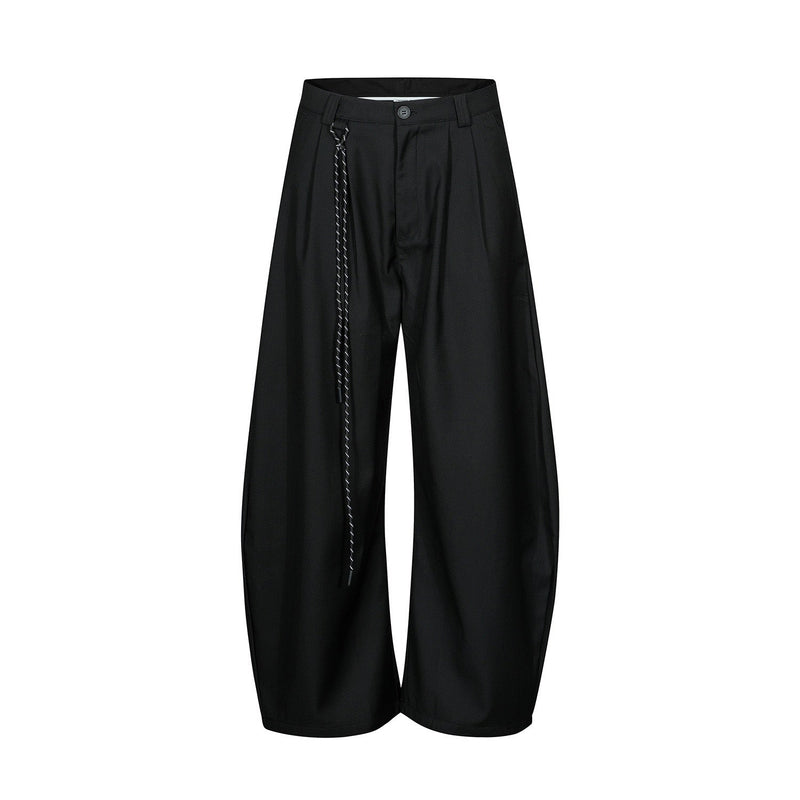 Omirad Wide-Leg Pleated Trousers with Hanging Strap Detail