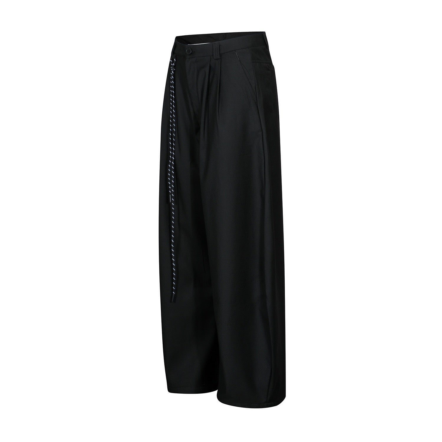 Omirad Wide-Leg Pleated Trousers with Hanging Strap Detail