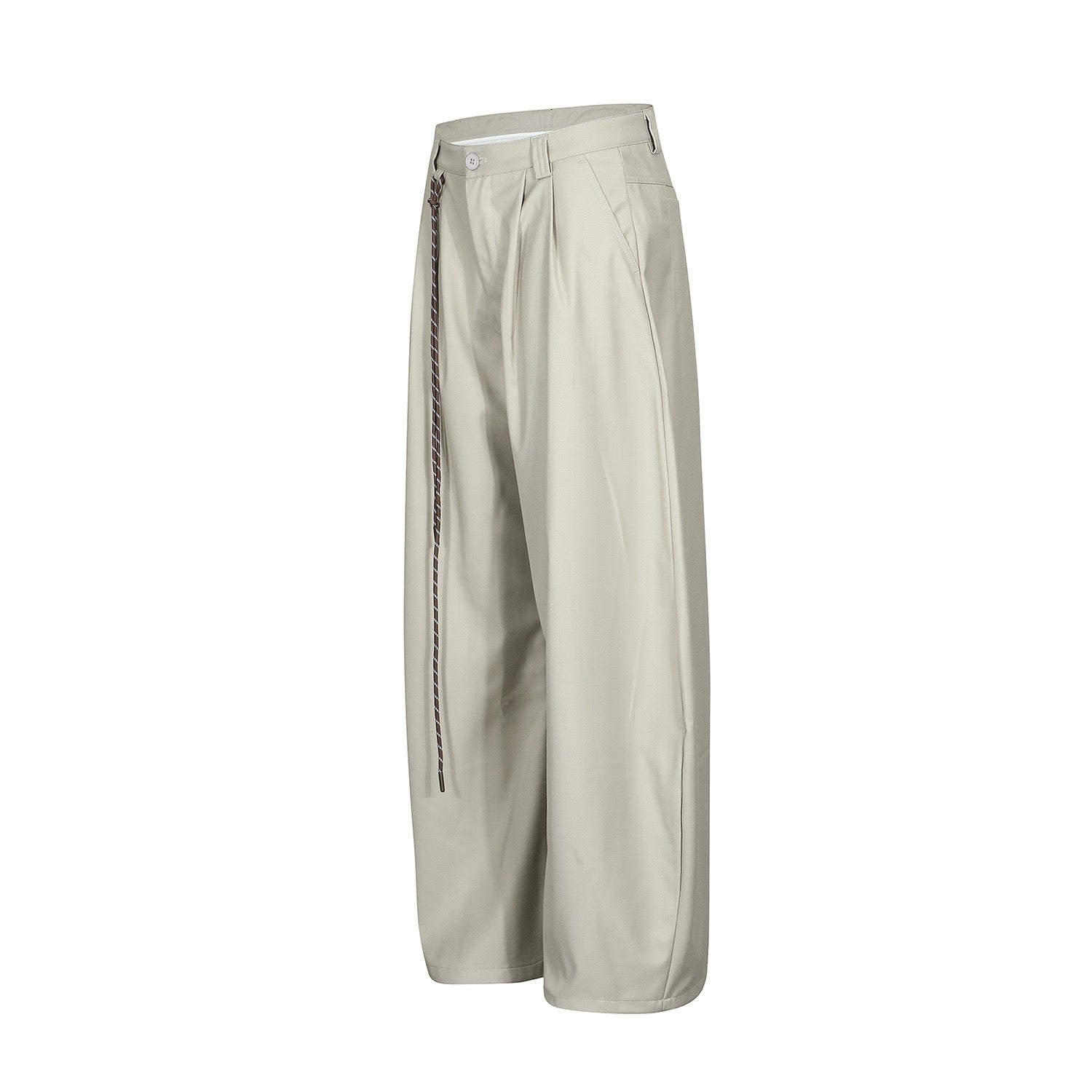 Omirad Wide-Leg Pleated Trousers with Hanging Strap Detail
