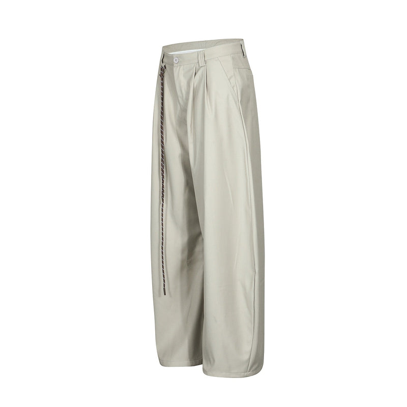 Omirad Wide-Leg Pleated Trousers with Hanging Strap Detail