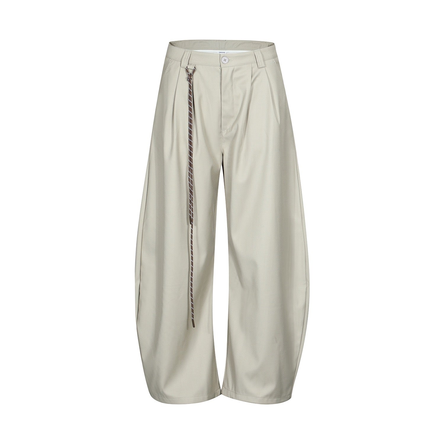 Omirad Wide-Leg Pleated Trousers with Hanging Strap Detail