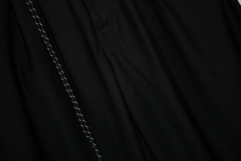Omirad Wide-Leg Pleated Trousers with Hanging Strap Detail