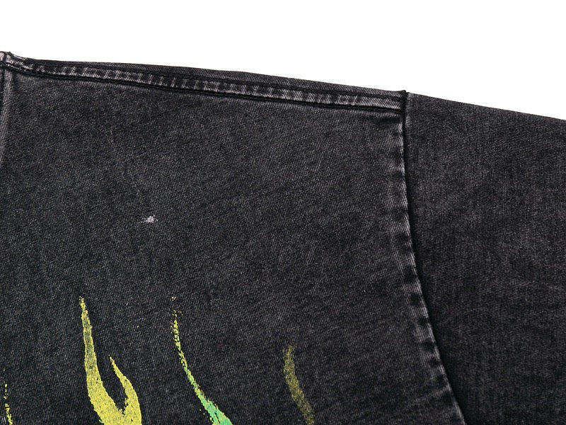Rockstar Flame Mouth Graphic Tee | Washed Black Streetwear