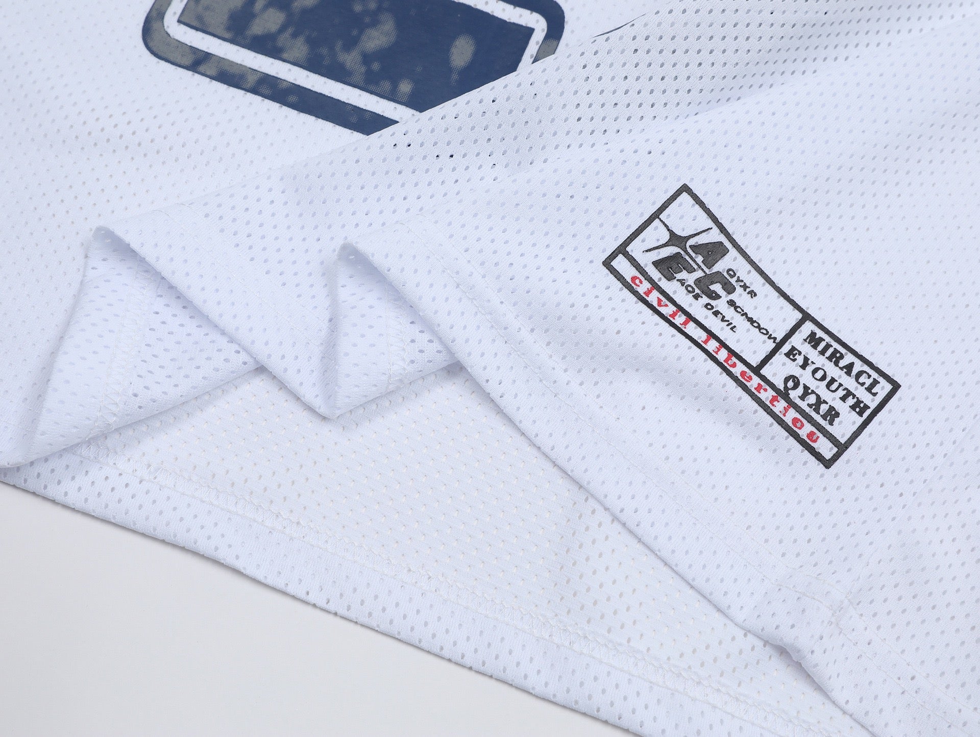 Split Mesh Varsity Graphic Tee | Number 27 Streetwear Jersey