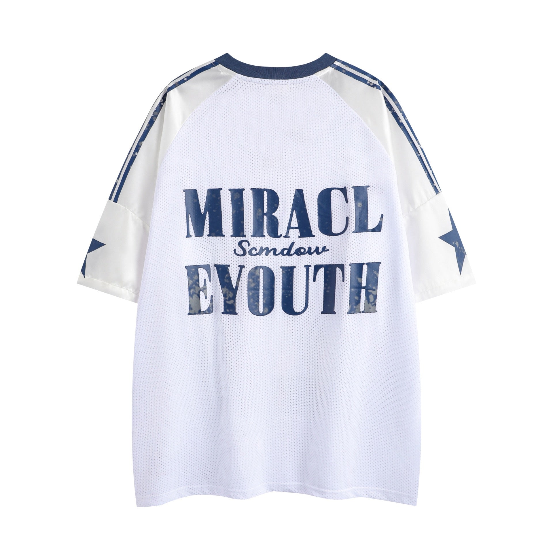 Split Mesh Varsity Graphic Tee | Number 27 Streetwear Jersey
