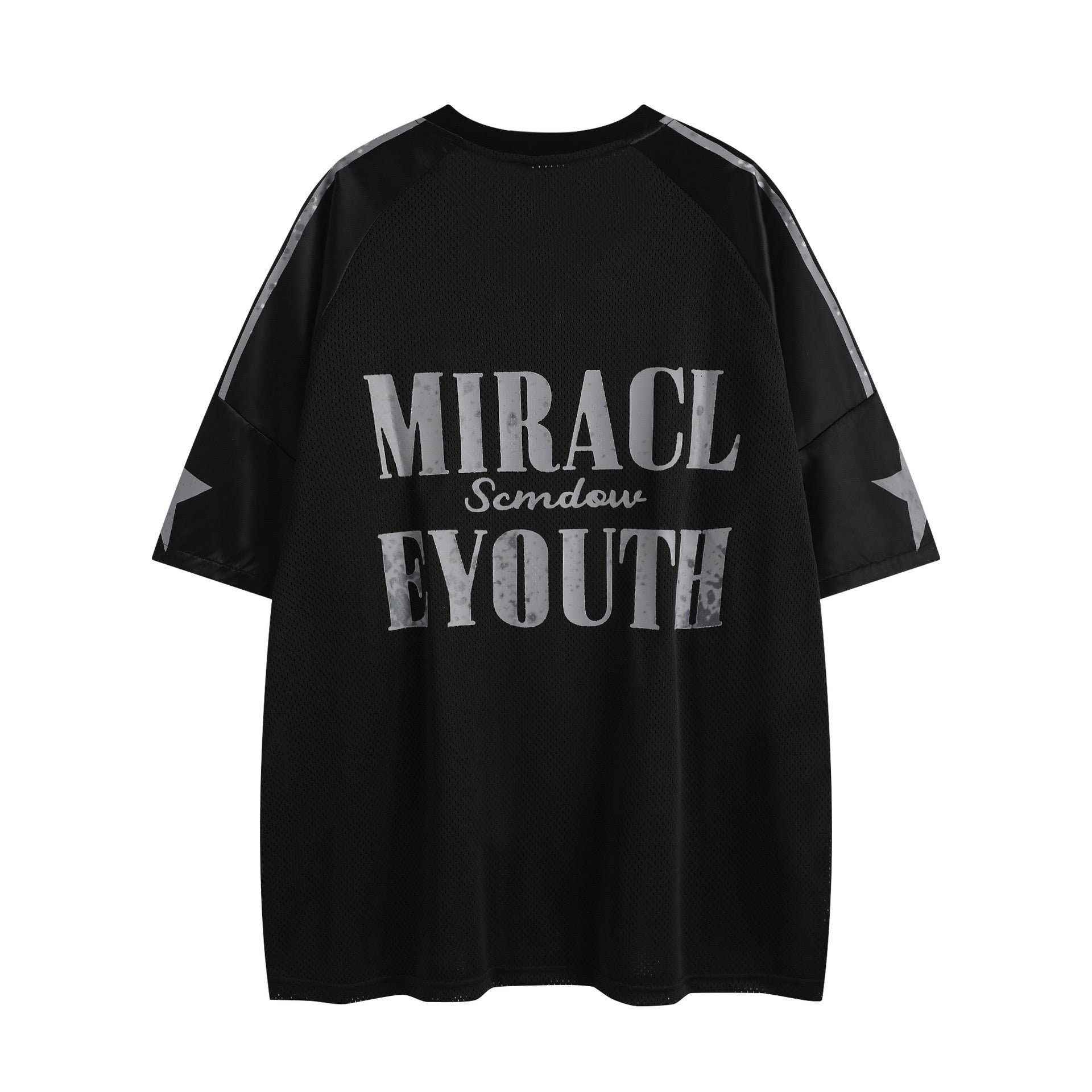 Split Mesh Varsity Graphic Tee | Number 27 Streetwear Jersey