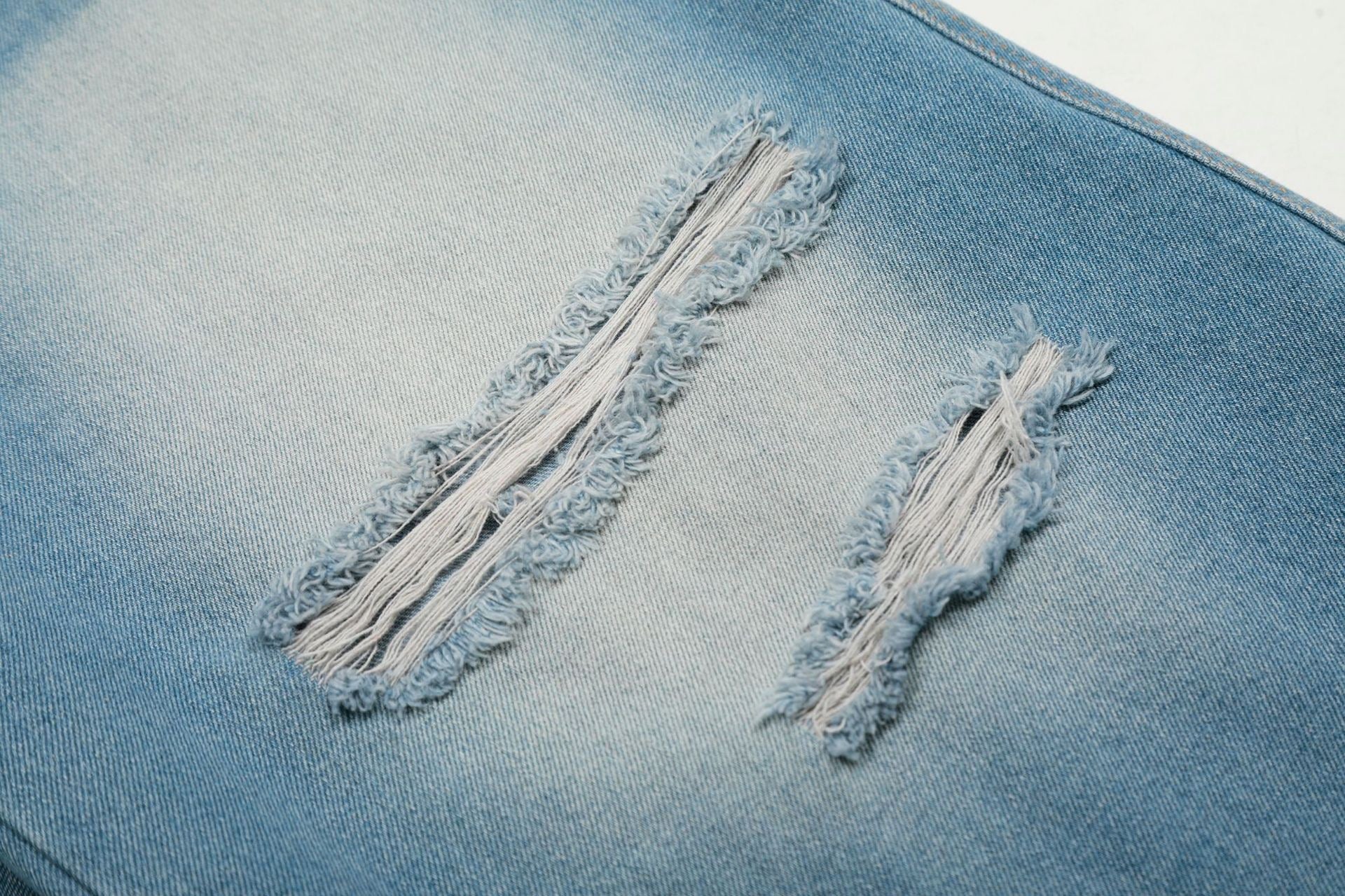 Omirad Distressed Belted Wide-Leg Denim Jorts | Y2K Street Style