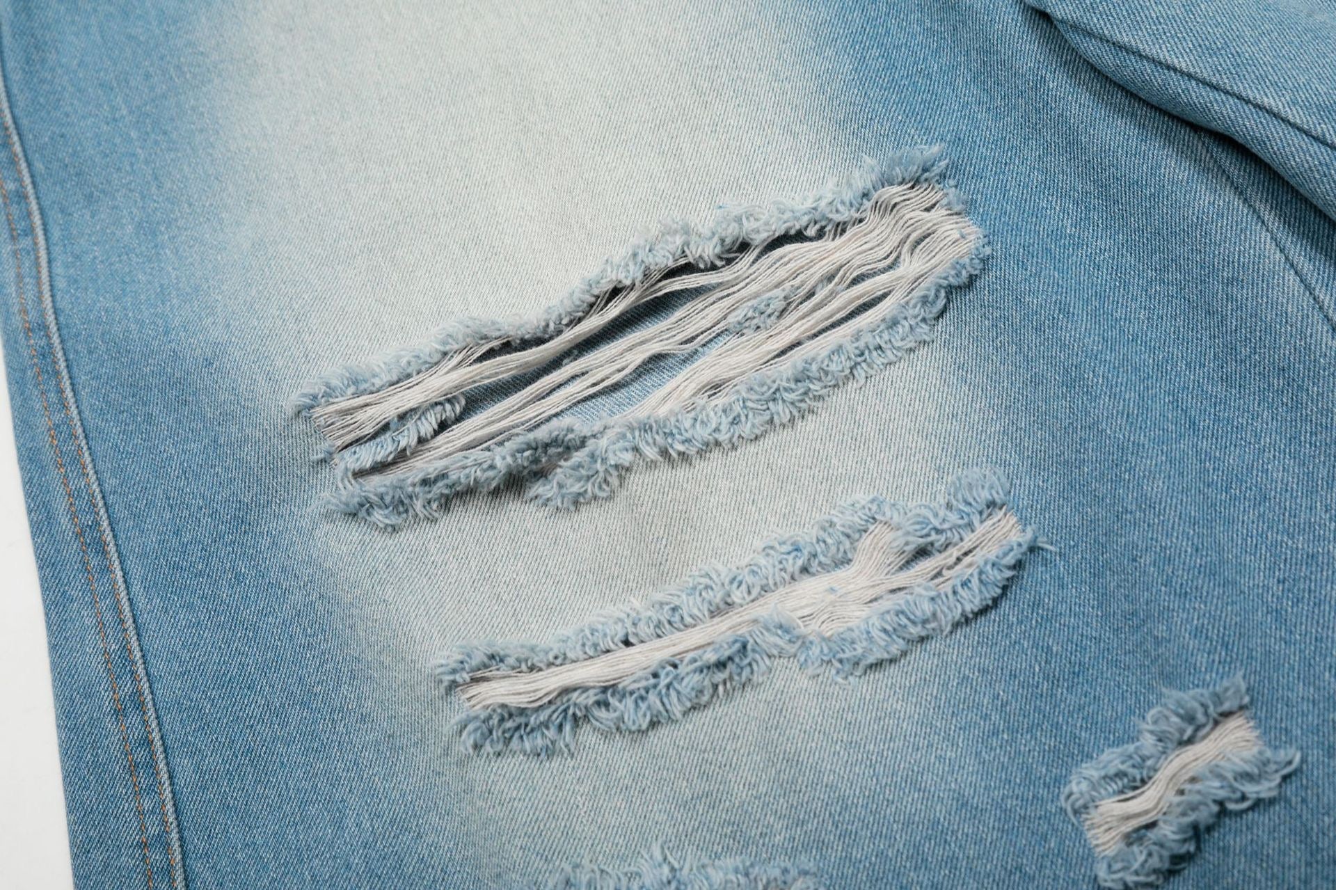 Omirad Distressed Belted Wide-Leg Denim Jorts | Y2K Street Style