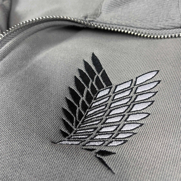 Attack on Titan Freedom Quarter-Zip | Besticktes Anime Streetwear Pullover Sweatshirt