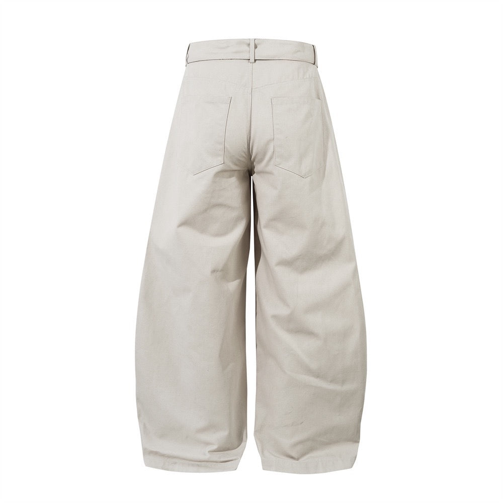 Omirad Belted Barrel-Leg Pants | Wide-Leg Cotton Trousers