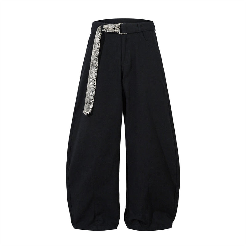 Omirad Belted Barrel-Leg Pants | Wide-Leg Cotton Trousers