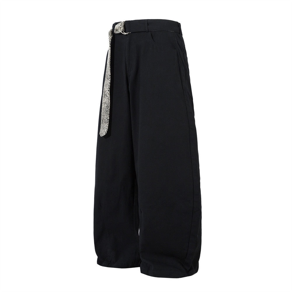 Omirad Belted Barrel-Leg Pants | Wide-Leg Cotton Trousers