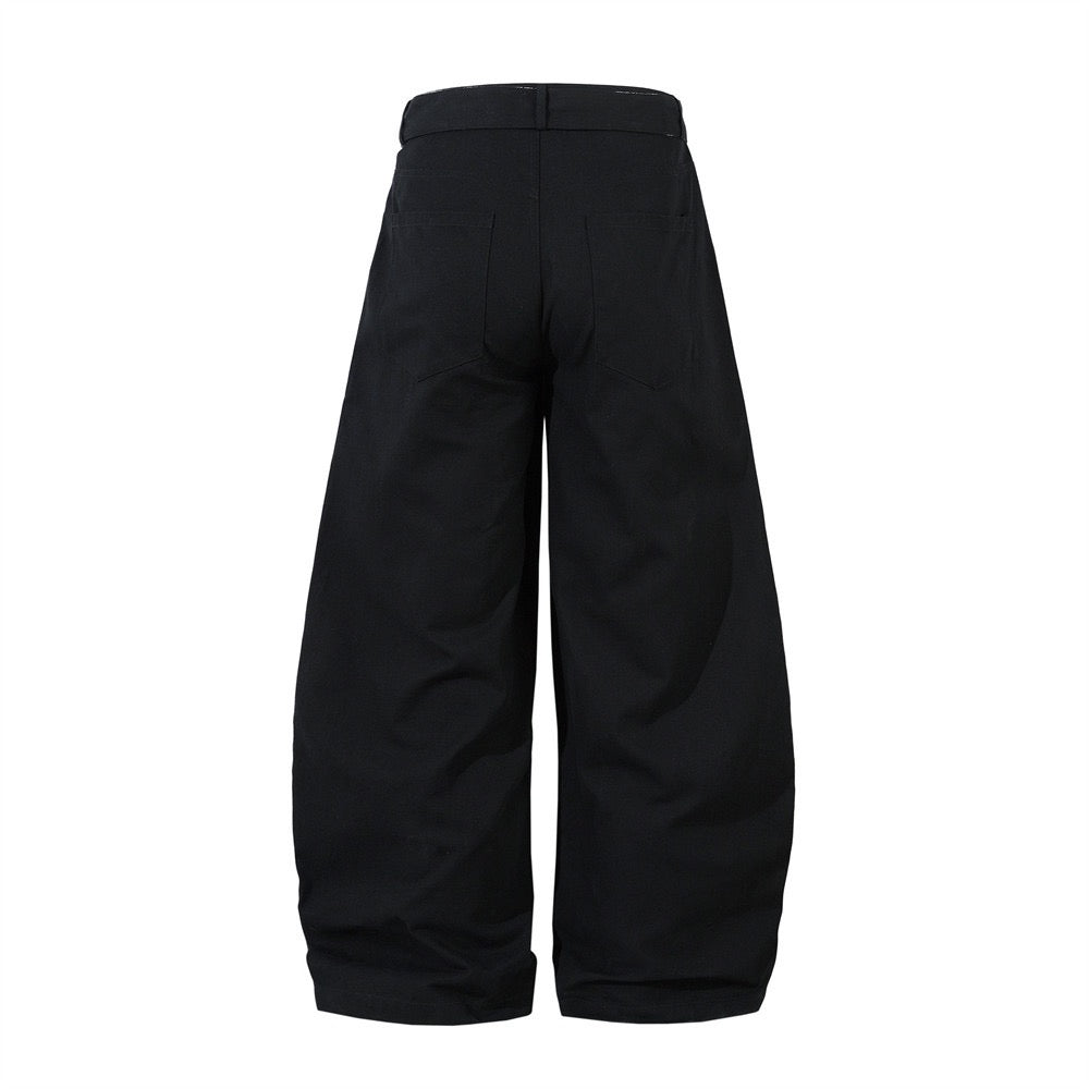 Omirad Belted Barrel-Leg Pants | Wide-Leg Cotton Trousers