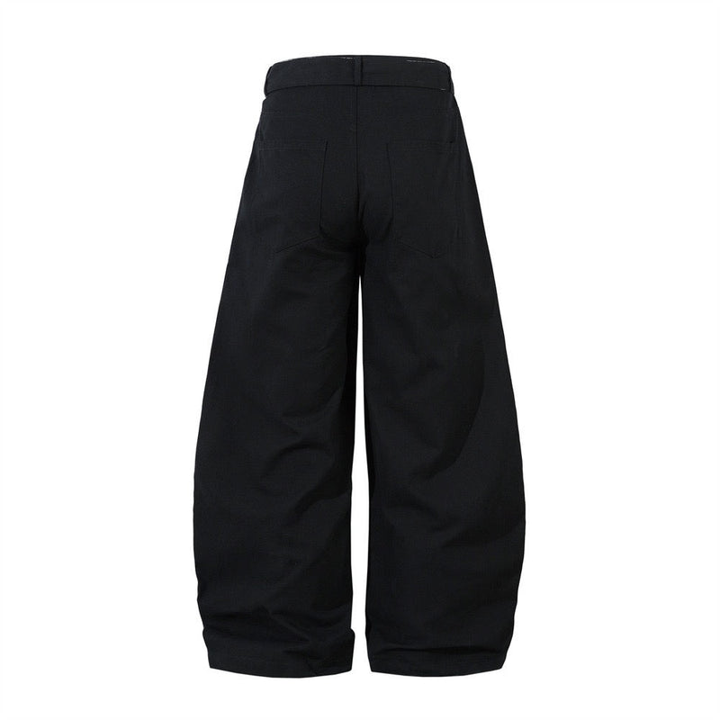 Omirad Belted Barrel-Leg Pants | Wide-Leg Cotton Trousers