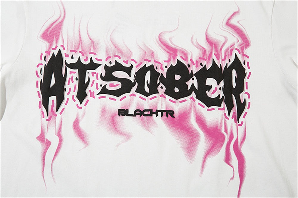 ATSOBER Pink Flame Graphic Tee | Y2K Oversized Streetwear