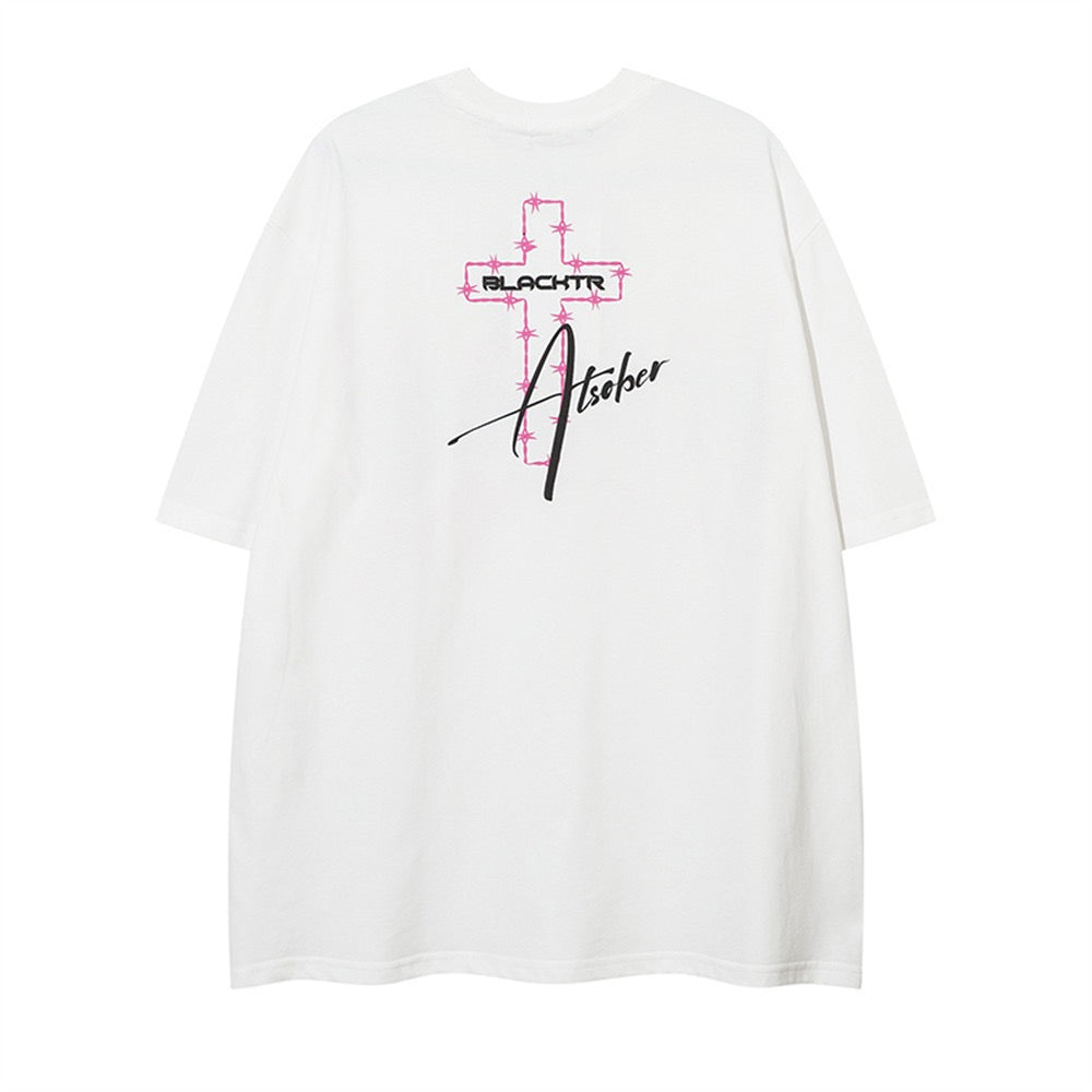 ATSOBER Pink Flame Graphic Tee | Y2K Oversized Streetwear